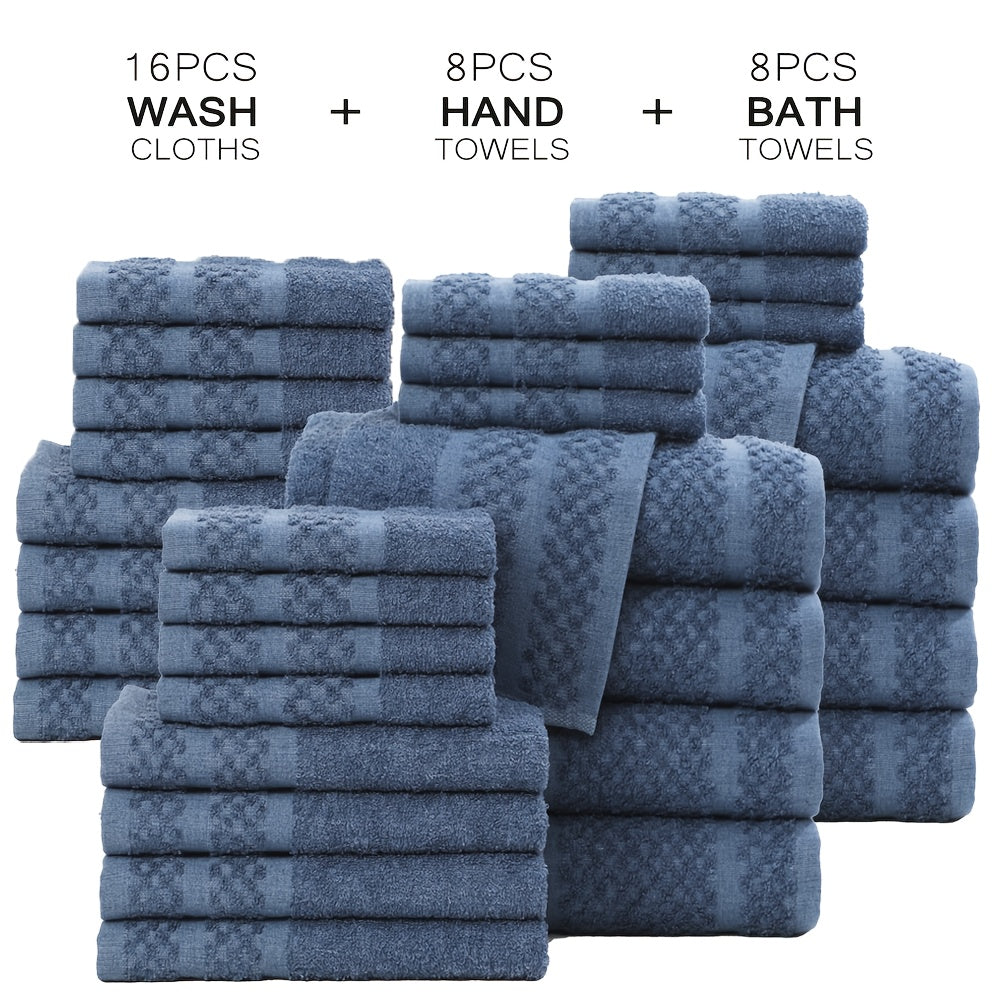 32pcs/16pcs/10pcs Bath Towel Set, 4pcs Bath Towels&2pcs Hand Towels&4pcs Washcloths, Solid Color, Cotton Towel, Absorbent, Quick-drying, Soft And Comfortable, Bathroom Supplies, Towels for Bathroom, Shower And Hotel