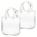 Glass Purse Vase with Clear Bubble Texture and Decorative Handles, 1 or 2 Handbag-Shaped Flower Vases for Wedding Centerpieces and Home Table Decor