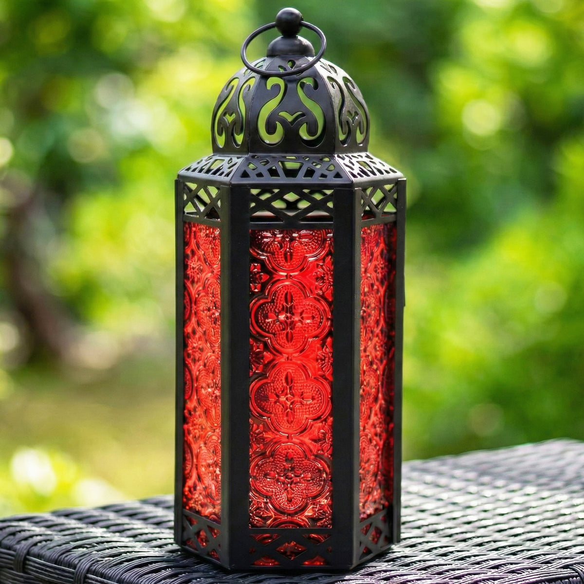 Decorative Moroccan Candle Lantern Holder, Medium, 10.5" Tall