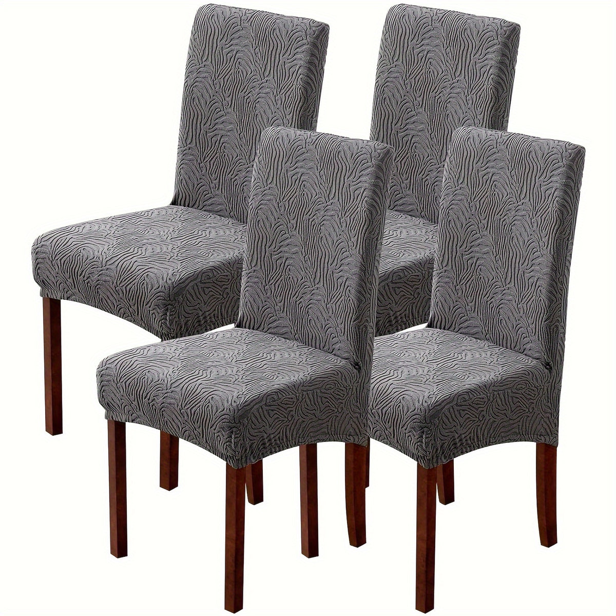 4/6pcs Chair Covers for Dining Room, Stretch Jacquard Dining Chair Slipcovers Removable Washable Chair Protector for Kitchen, Hotel, Restaurant