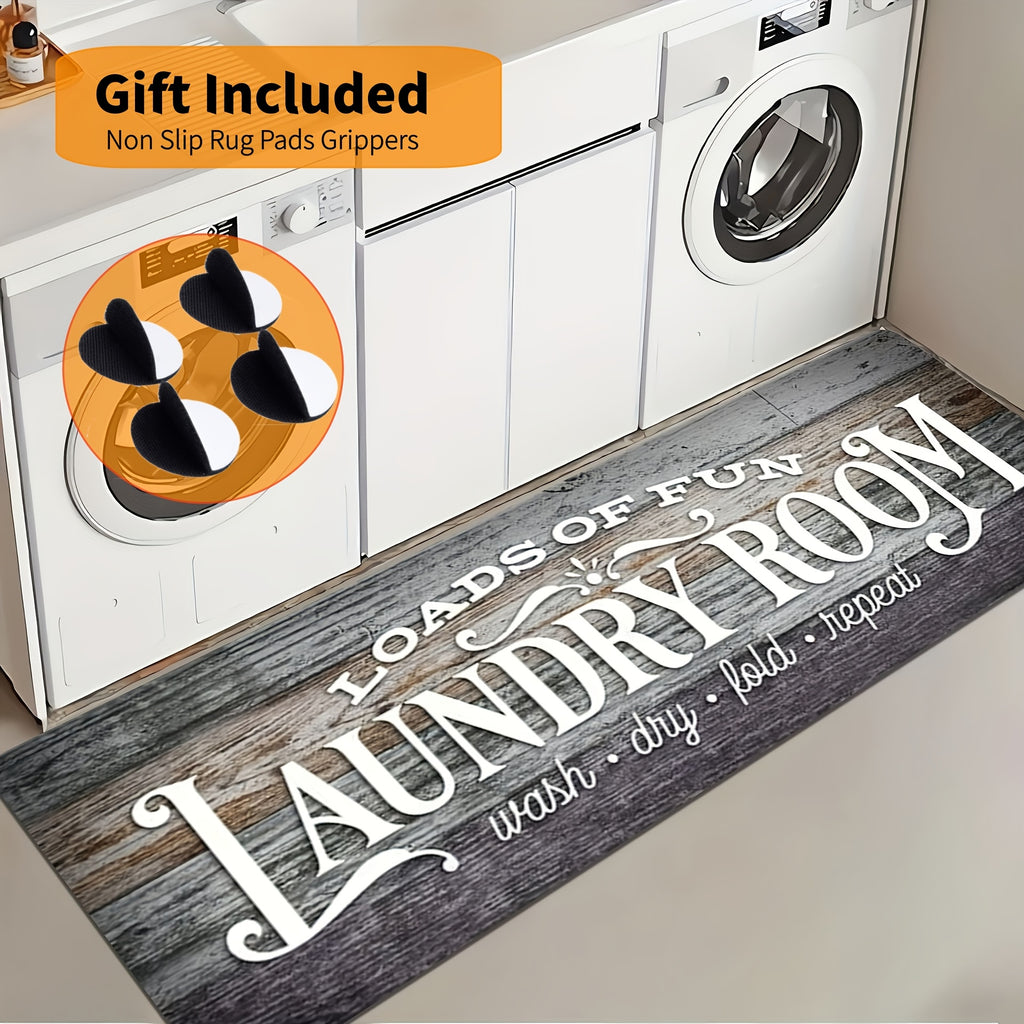 Non-slip Washable Laundry Room Runner Mat,Home Decor Floor Mat,Laundry Mat Home Decor,Laundry Room Accessories-Machine Washable Mat with Laundry-Themed Phrases