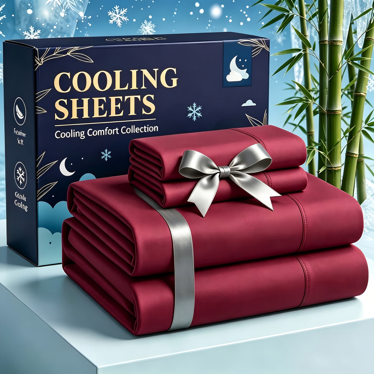 4pcs Cooling bedding - Extra Deep Pocket Breathable And Cooling - Suitable for Hot Sleepers And Sweats, Children Pillowcases, Flat Sheet And Fitted Sheet - A Perfect Gift for Family, Queen And King Sizes, Day Delivery - Random Color