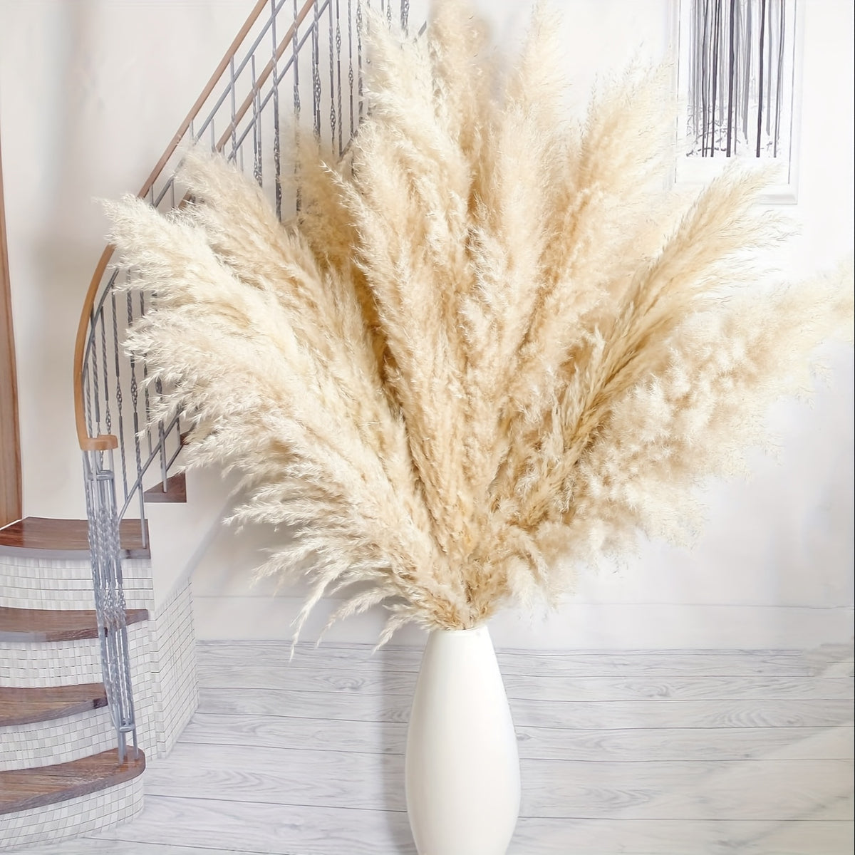 10 Stalks Of 45 Inch (about 115cm Tall) Ultra High Pampas Grass, Suitable for High End Decoration Ideal for Floor Vases, Living Room Floors, Floor Plants, Decorative Displays, And Woven Wall Decorations.