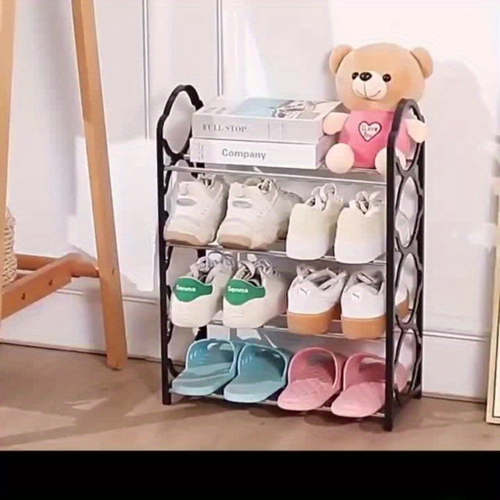 4-Tier Shoe Rack Organizer for Closet Stainless Steel, Shoe Shelf for Front Door Entrance And Entryway, Floor Shoe Rack Cabinet Easy to Install And Space Saving, Free-Standing Shoe Storage