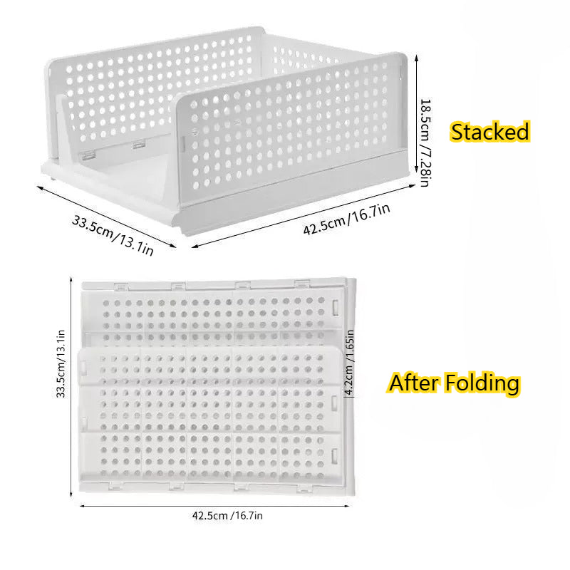 3pcs Stackable Closet Storage Basket, Multifunctional & Foldable Closet Organizer for Bathroom, Kitchen, Laundry Room, And Wardrobe Storage, Space-Saving Clothes Storage Drawer Organizer, Under-Bed Storage, Mounted Closet Systems