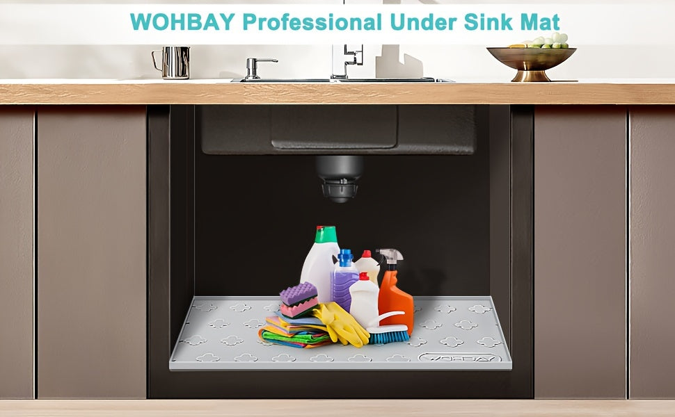 Waterproof Kitchen Undersink Mat, 34" X 22" Silicone Undersink Mat For The Bottom Of The Kitchen Sink, Undersink Drip Tray Liner For Kitchen Bathroom Cabinets, Can Hold Up To 3, 3 Cups Of Liquid.