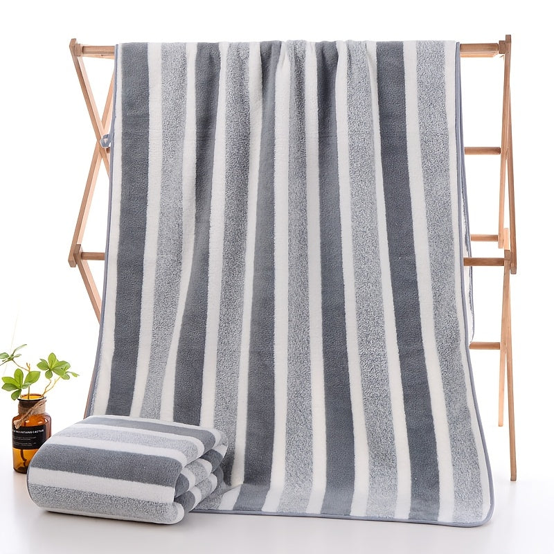 1/4pcs Striped Bath Towel Set, Beach Towel Bath Towel, Absorbent And Quick-Drying Shower Towel, Super Soft And Skin-Friendly Bathing Towel, for Home Bathroom, Ideal Bathroom Supplies Family Essentials. 70X140Cm/27.6X55.1 Inches