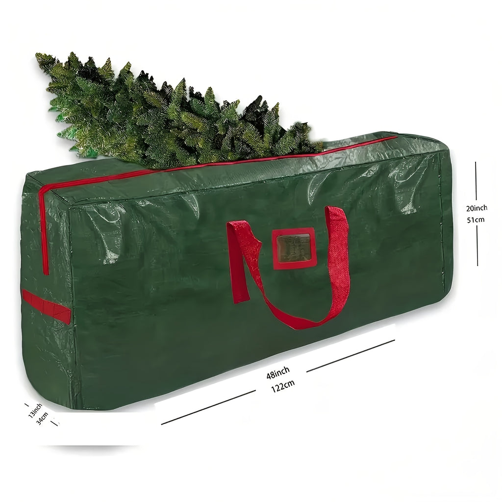 [Extra Large Christmas Tree Bag] Christmas Extra Large Tree Storage Bag | Durable PVC Material, Double Zippers And Strong Handles, Suitable For Trees Under 7.5 Feet, Red Green