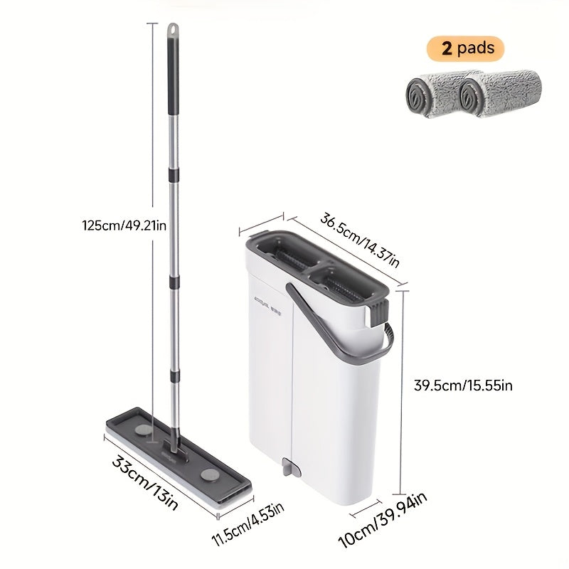 Joybos Mop And Bucket Set with Wringer | Flat Mop with Washable Microfiber Pads And Long Handle, Suitable for All Floor Types And Windows, Ideal for Home Use, Living Room, Bedroom, Bathroom, Kitchen