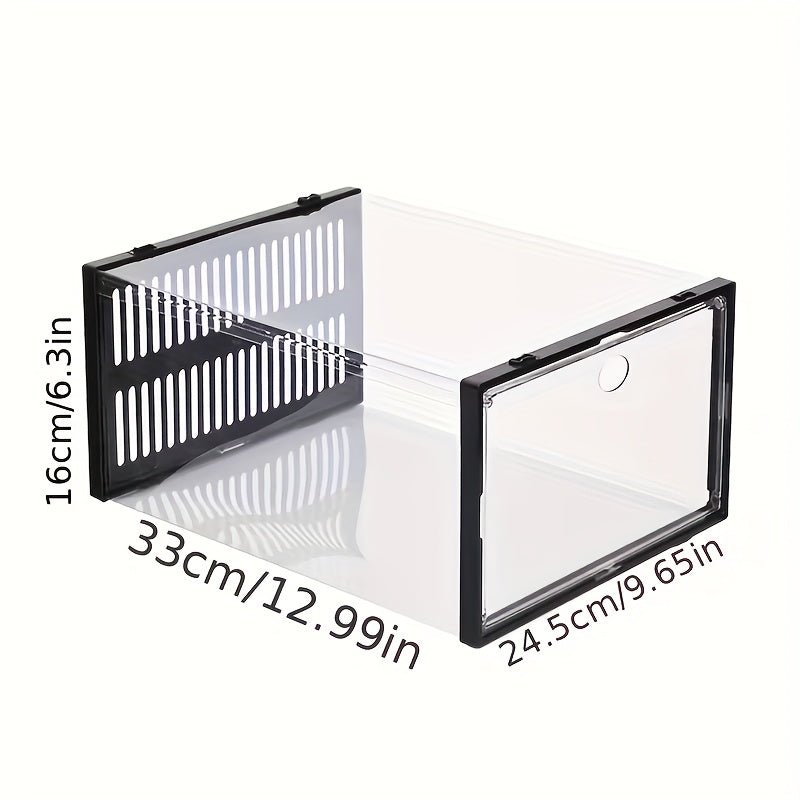 6/12/24pcs Thickened Transparent Shoe Boxes with Lid, Foldable Stackable Free Combination Shoe Rack, Plastic Sneaker Container, Space Saving Storage Organizer for Entryway Bedroom, Home Shoe Box Shoe Racks Shoe Storage Organizer Shelf