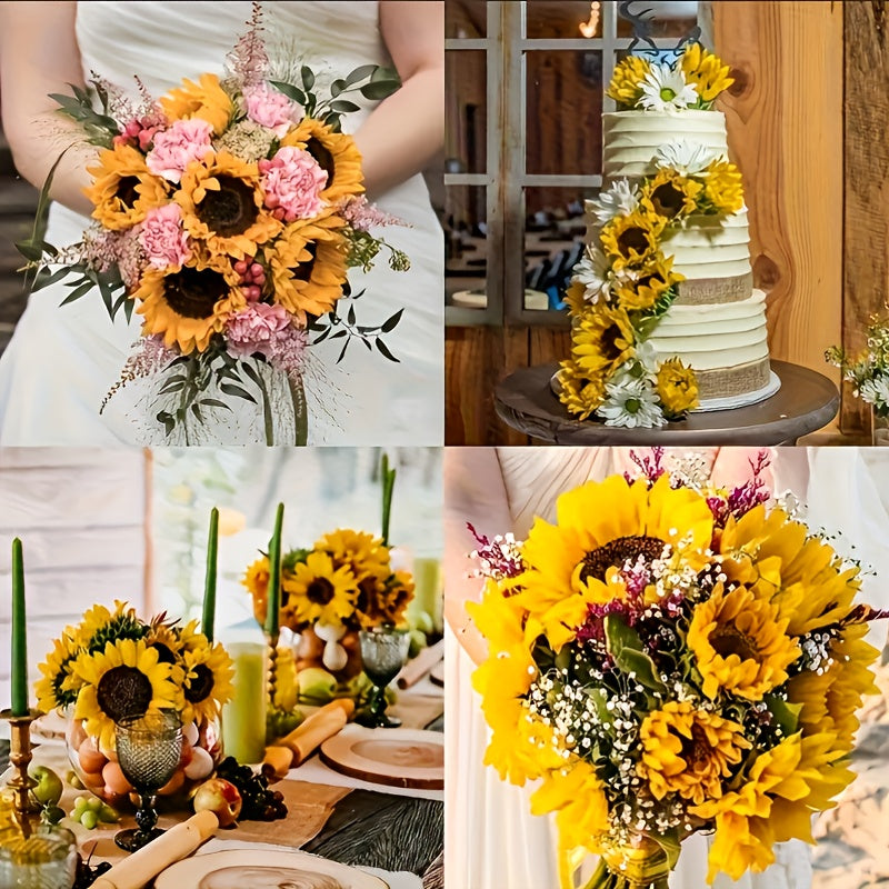 20/10Artificial Sunflowers. Suitable for Home Decor, Outdoor Decoration, Weddings, Churches, Schools, Photography Props, Restaurant Furnishings And Internet-famous Photo Backdrops. Also Ideal As Mother's Day Gifts And Party Centerpiece Decorations