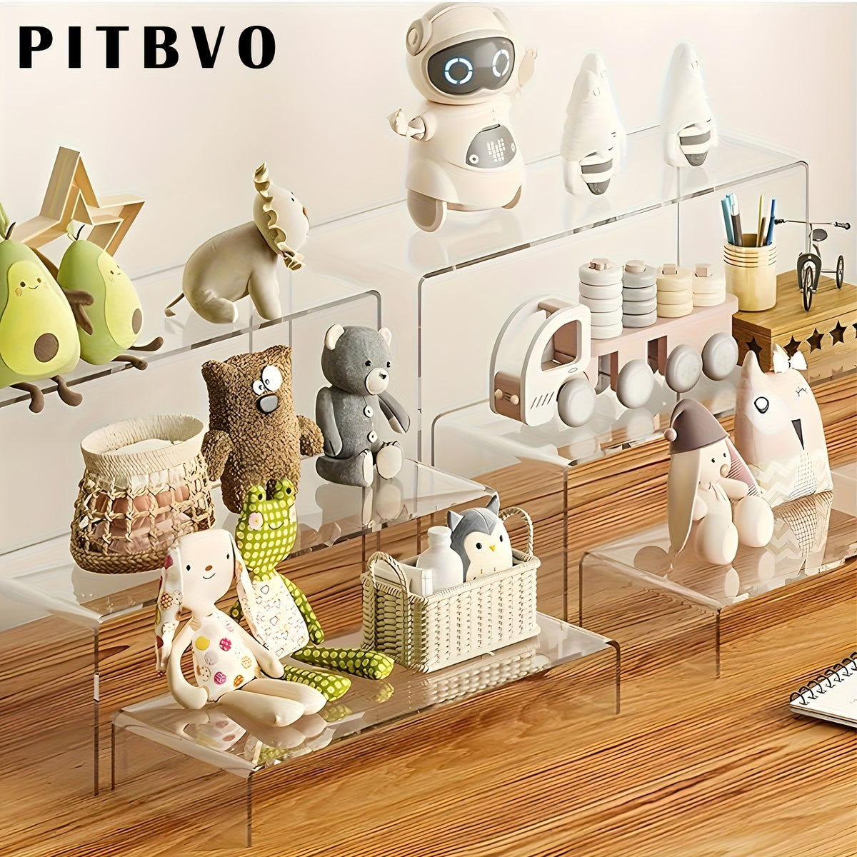 10/20pcs of PITBVO Acrylic Display Risers in Various Sizes, Transparent Acrylic Stands for Showcasing Funko Pop Figures, Cupcakes, Jewelry, Perfumes, And More (Large Size)