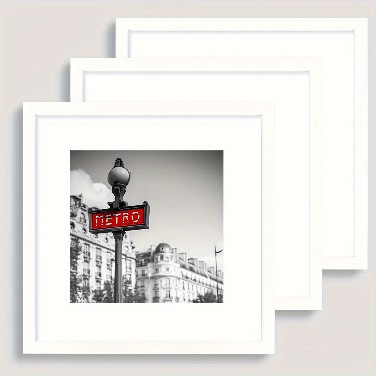 3pcs/set of white and black square frames 8*8in and 12*12in decorative photo frames, which can be given to friends and family as holiday gifts, suitable for hanging on the walls of corridors and living rooms, photo paper is not included.