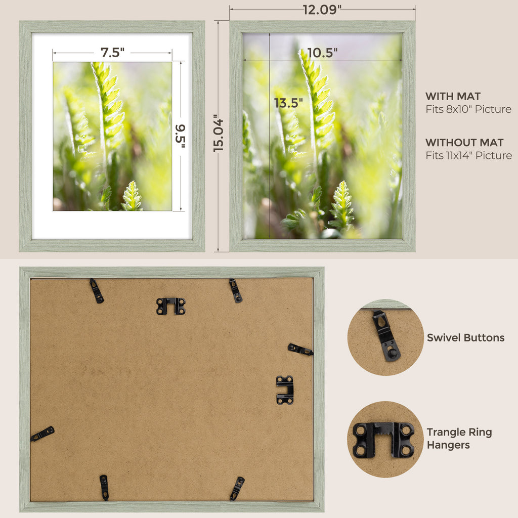 6 Packs 6x8/8x10/9x12/11x14/16x20 Picture Frames Set, Engineered Wood Gallery Wall Frame Set with Plexiglass - Wall Mounting or Tabletop Display