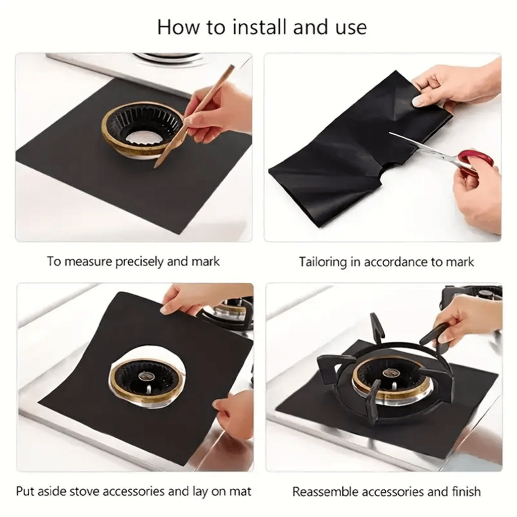 12pcs Teflon Gas Stove Protective Cover, 0.12mm Thick, Reusable, Non-stick, Quick Clean Kitchen/cooking Liner Kitchen Supplies Home Kitchen Supplies Outdoor Cooking Tool Protective Cover, Barbecue Mat