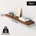 22 Inch Floating Shelf Set of 4 with Hidden Brackets, Wall Mounted Display Shelves in Walnut, Light Brown, Black or White for Home Storage