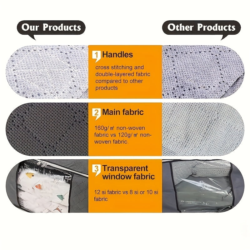 2/4 Large Heavy-Duty Foldable Clothing & Bedding Storage Bags With Zipper Lid & Reinforced Handles - Thick Non-Woven Storage Bags For Blankets, Seasonal Clothing - Portable Multi-Purpose Containers Ideal For Travel, Gifts, Under-Bed Storage