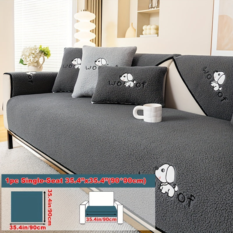 1pc Sherpa Couch Protector, Enhanced Sofa Cover, Suitable for Pets, a Favorite Among Pets, Thick Plush Sofa Shield, Non-Slip Plush Sofa Cover, Furniture Protection Cover, Home Decor for Bedroom, Office, And Living Room