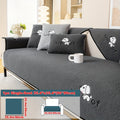 Sherpa Couch Protector, Single-Piece Non-Slip Plush Sofa Cover with Dog Motif, Separate Seat, Backrest, Armrest and Pillowcase Options for Pet-Friendly Homes