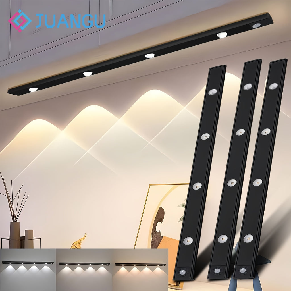 JUANGU 3pcs/2pcs Smart LED Motion Sensor Light - Dimmable Cabinet Light, USB Rechargeable, 3 Adjustable Modes, Smart Night Light, Suitable for Bedrooms, Stairs, Kitchens, Piano Rooms, and Dance Studios, Bedside Reading Light | Cabinet Light | Smart