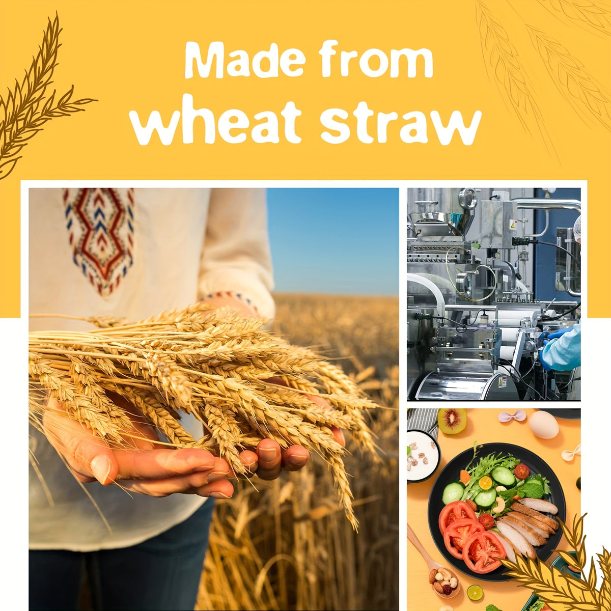 16pcs/32pcs Kitchen Wheat Straw Large Size Dinnerware Set, for 4/8, Unbreakable Modern Dish Set Dinner Plate/Dessert Plate/Cereal Bowl/Cup, Dishwasher Safe, Lightweight Tableware, Camping And Everyday Use, Gifts for Men/Women/Christmas/Halloween