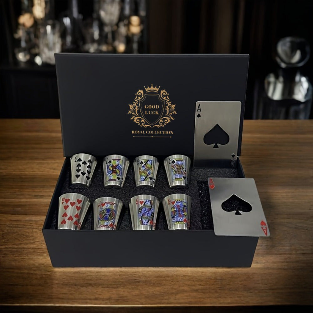 1 Box of Stainless Steel Cup Set, 8 Stainless Steel Cups And 2 Bottle Openers, Yes, Good Luck in The Year, Suitable for Family, Outdoor, Party, The Perfect Gift for Family And Friends
