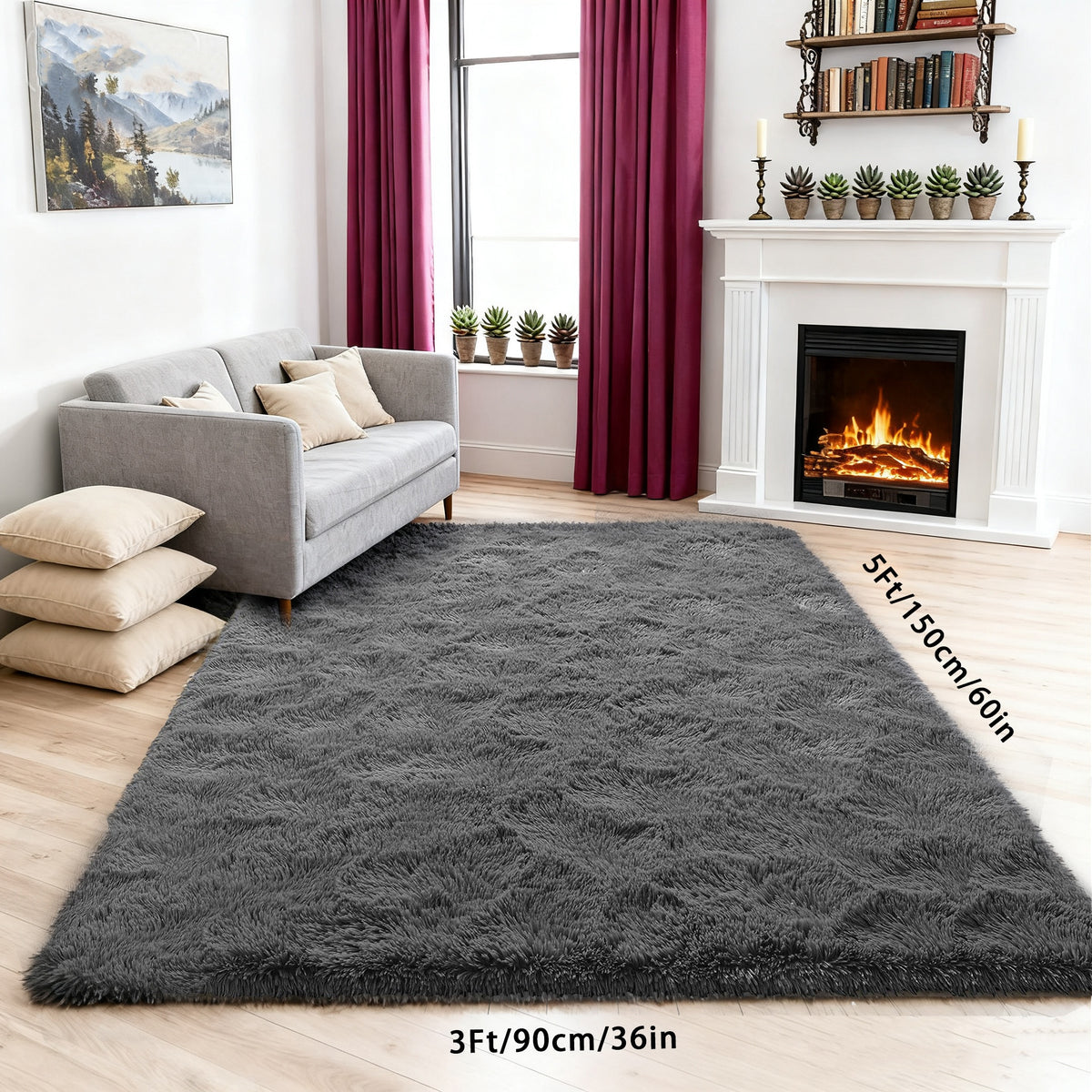 A Super Soft Thick Plush Carpet, Fluffy And Soft, Suitable for Bedroom Indoor Carpet, Non-Slip Soft Machine Washable Carpet,Ideal for Bedroom, Living Room,Study, Dorm,,Home Decor, Christmas Gift, Christmas Decor