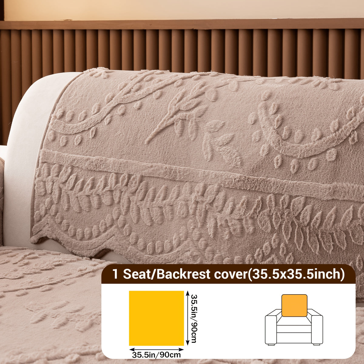 1pc Thickened Quilted Machine Washable Sofa Cushion, Faux Rabbit Fur Comfort Warm Non-slip Plush Sofa Cover, Breathable and Comfortable Pet-friendly for Bedroom, Office, Living Room, Suitable for 2/3/4-seater Sofa, Home Winter Decor, Christmas Gifts