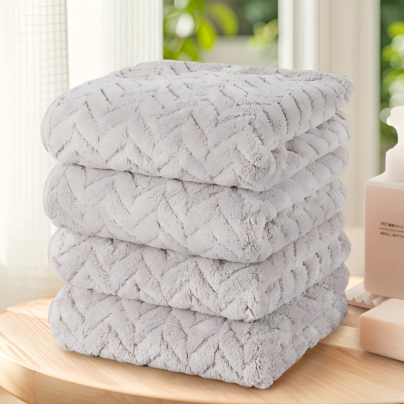 4pcs Hand Towel Set Is Made From Soft, Highly Absorbent Coral Fleece Fabric And Features Quick-drying Technology.ideal for Use At Home, Spas And Hotels, Perfect Gifts for Back to School, Labour Day, Halloween, Thanksgiving, Black Friday, Christmas!