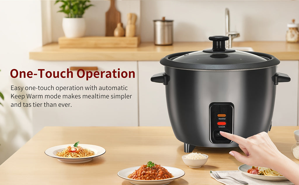 Rice Cooker with Removable Non-Stick Pot, Yogurt Maker with Auto Keep Warm Function, Large Capacity 6-Cup (Cooked) 1.5 Qt, 3-Cup (Uncooked), One-Touch Operation Grain Cooker, Multicooker, Stainless Steel Inner Liner, Steamer, Oatmeal Cooker