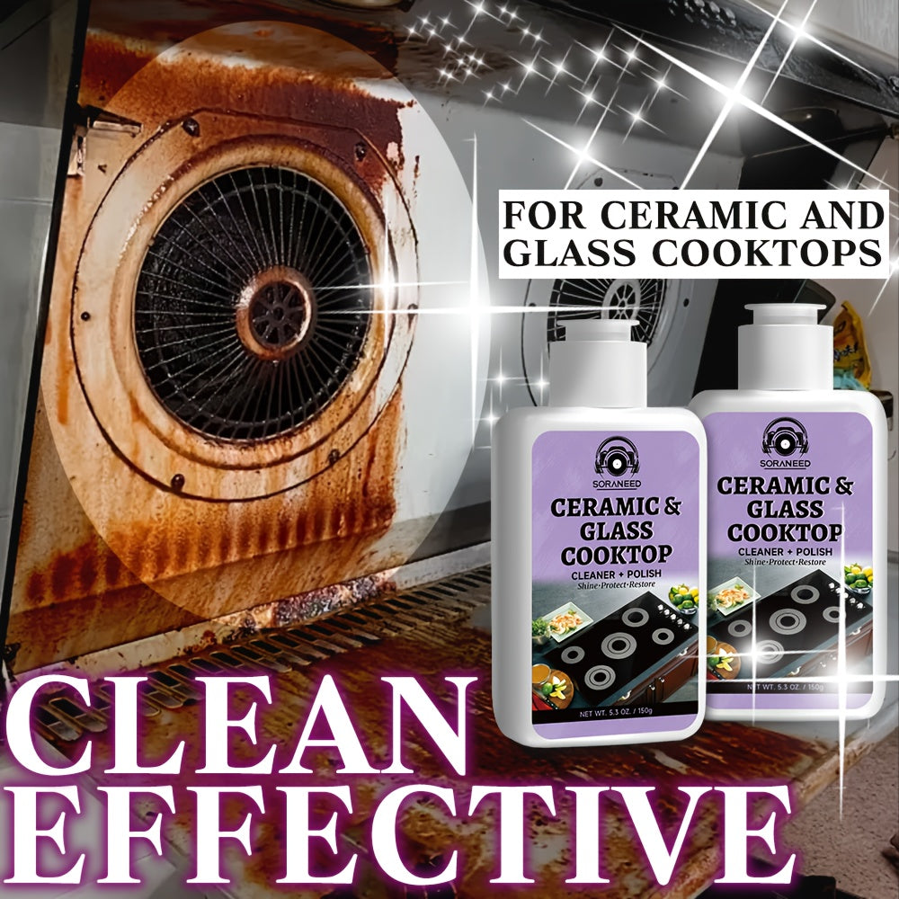 Ceramic Stovetop Cleaner for Burnt-On Grease and Stains, Kitchen Cooktop Cleaning Solution with Single Bottle and Multi-Piece Quantity Options