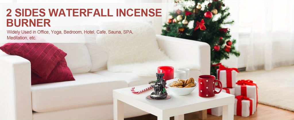 Incense Holder, Backflow Incense Holder 2 Sides Waterfall Incense Burnier with 120 Backflow Incense Cones, 30 Incense Sticks, Aromatcherapy Ornamen for Home