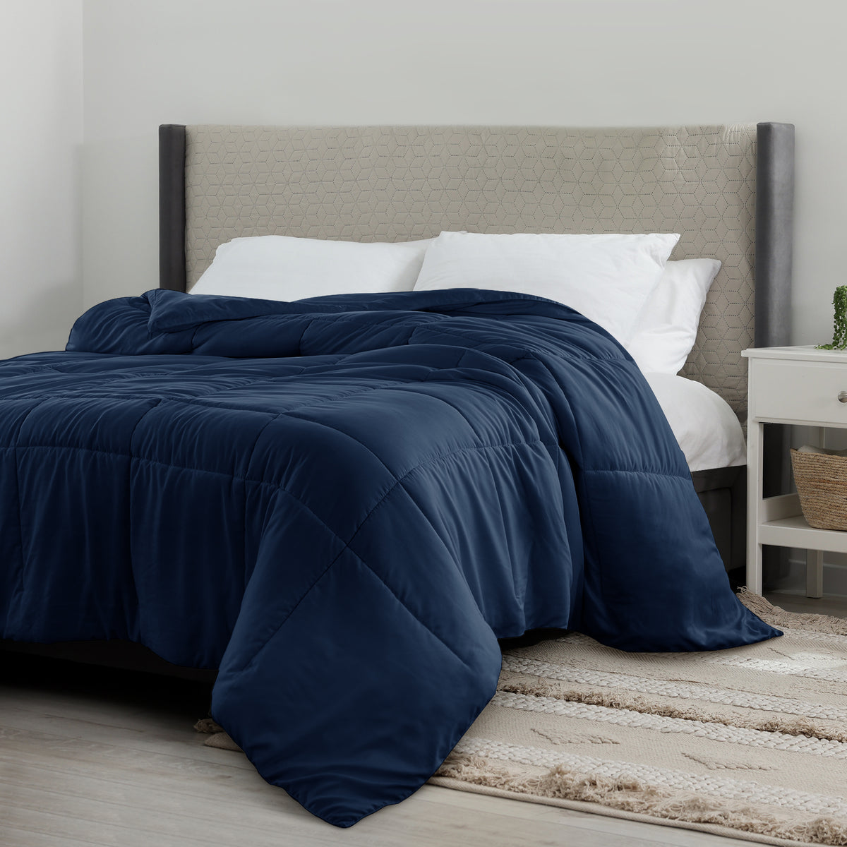 Lux Decor Comforter - All Season Quilt Comforter For Summer Sleeping With Corner Tabs - Soft, Breathable Versatile Bedding & Bedroom Decor - Luxurious Box Stitching