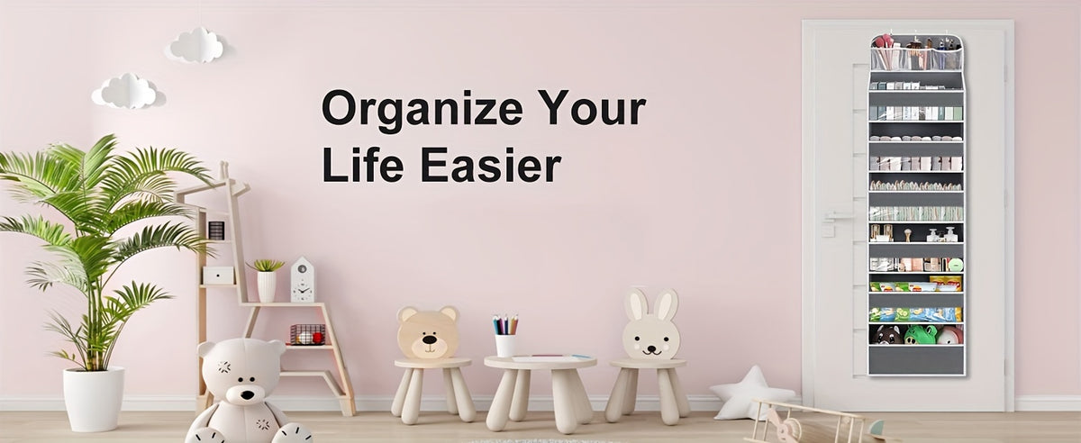 Over Door Hanging Organizer, No Tilt Closet Organizer for Diaper Shoes Over Door Storage Organizer with 6 Large Capacity Pockets for Newborn Essentials Nursery Bedroom Bathroom