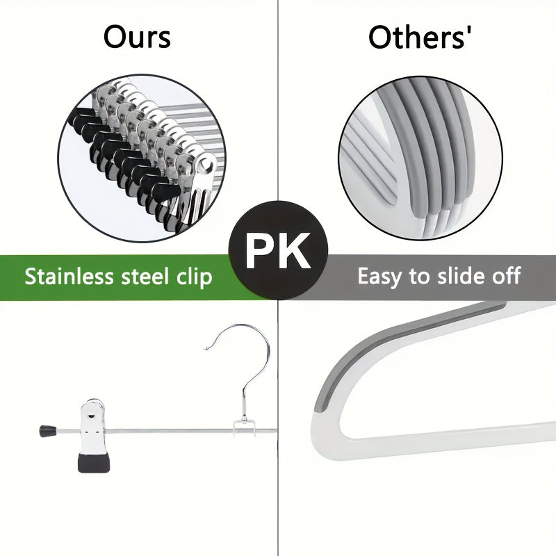 30/60 Adjustable Metal Coat Hangers with Hooks And Clips, Space-Saving Storage Solution for Wardrobes, Ideal for Bedrooms, Dorms, And Home Use, Perfect for Storing Women's Jeans, Skirts, And Leggings