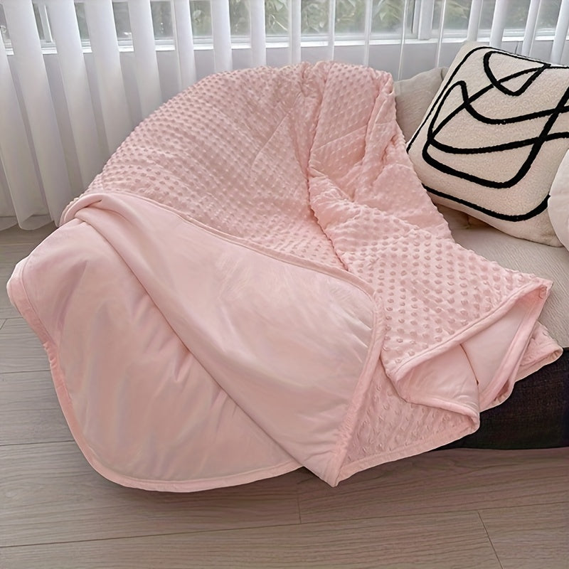 Emotional Cooling Blanket for Relaxation - Soundwave technology Embossed Striped Design with Ball Accents, 100% Polyester Breathable Lightweight Summer Throw, Machine Washable Wrinkle-Resistant Multi-Use Blanket & Shawl in White & Grey, Comfortable Shawl,