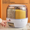 Rotating Rice Dispenser, 19 lb Round Grain Storage Container with 360-Degree Access and One-Click Dispensing for Small Grains, Beans and Kitchen Organization