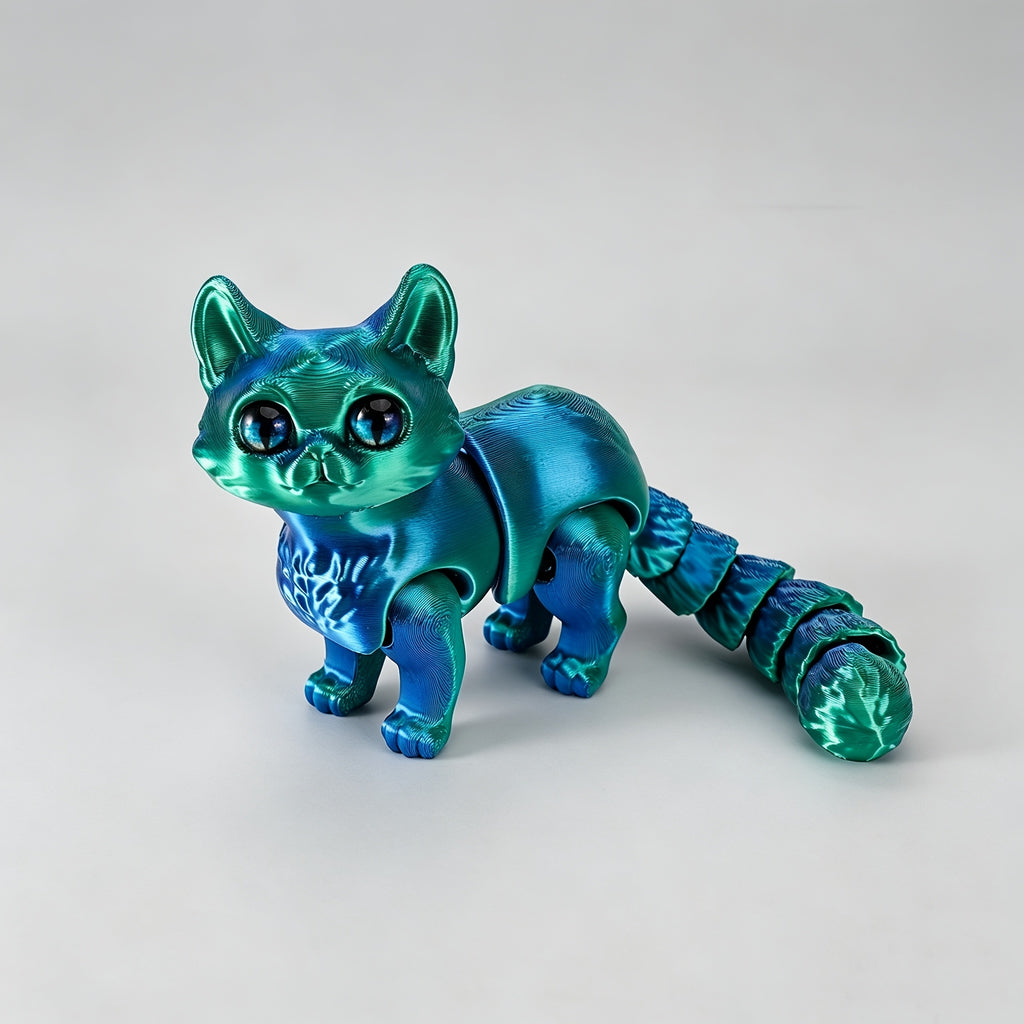 Articulated Cat Figurines Set of 6, Random Color 3D Printed Cats with Poseable Joints for Desktop Displays, Shelf Decor and Cat Lover Gifts