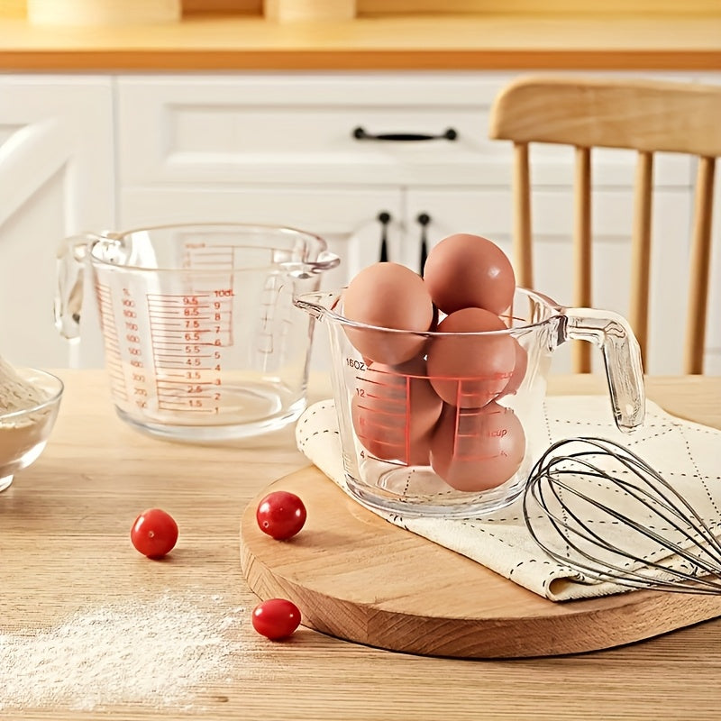 3/1 PCS [Glass Measuring Cup] Microwave Safe, High Temperature Resistant Glass Measuring Cup with Scale And Handle | Suitable for Baking, Cooking, And Kitchen Use | Perfect for Bakery Shops During The Holidays
