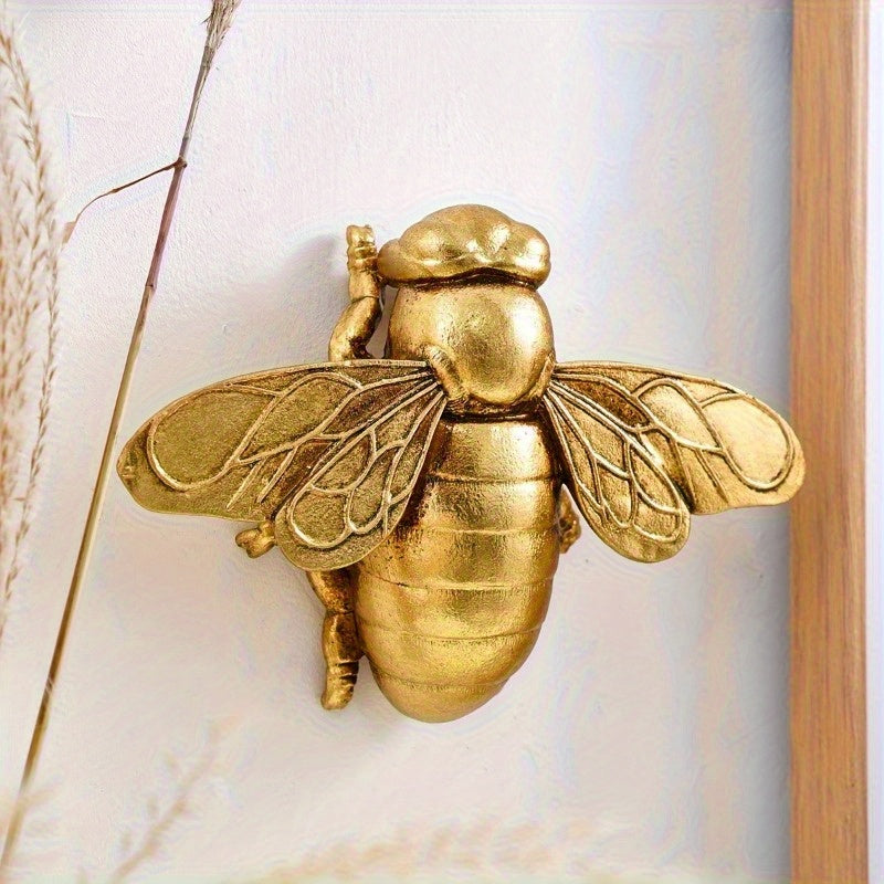 Golden Bee Wall Sculpture - Art Deco Style Handcrafted Resin Ceiling-Mounted Home Decor, Intricate Insect Wall Art for Gallery Walls, Thanksgiving & Party Decor, Classic Elegant Design