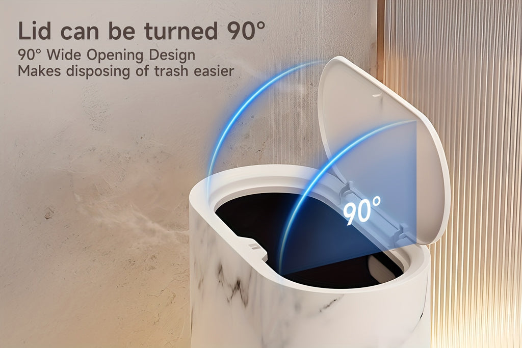 2pcs Trash Can with Marble And Wood Grain Pattern, Plastic Wastebasket with Built-in Handles, Easy to Clean, Rustproof, Space-Saving Design, Ideal for Small Spaces In Bathroom, Laundry, And Home Office, (2pcs/1pc), Halloween Gifts, Christmas Gifts