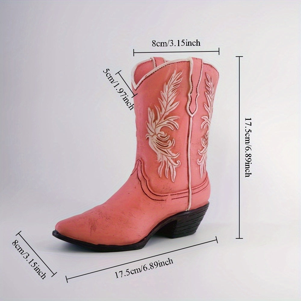Creative Resin Vase Ornaments Western Cowboy Boots Hydroponic Flower Arrangement Container Living Room Light Luxury Home Decoration