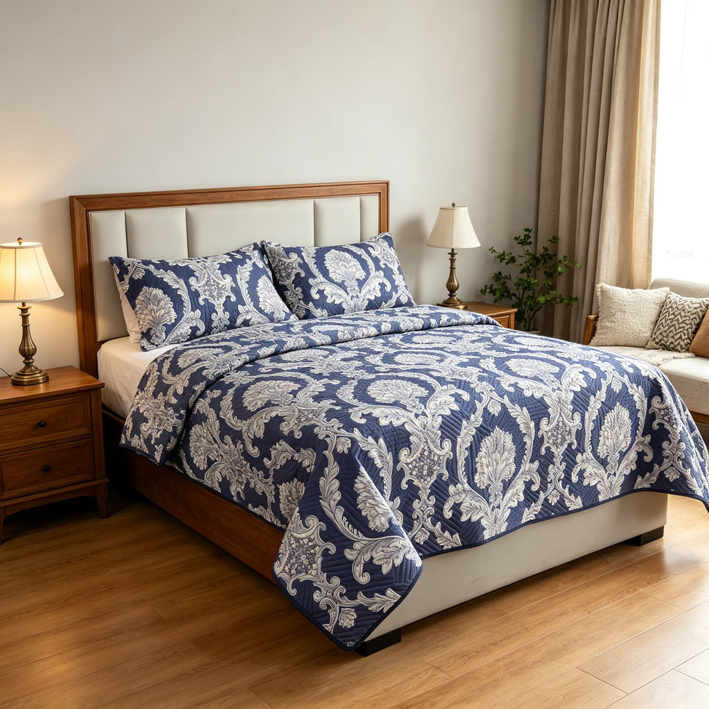 Quilt Set Bedspreads - Soft Bed Winter Quilt Lightweight Microfiber Bedspread- Modern Style Coin Pattern Coverlet for All Season - Keep Warm 3pcs (1 Quilt, 2 Pillow Shams)
