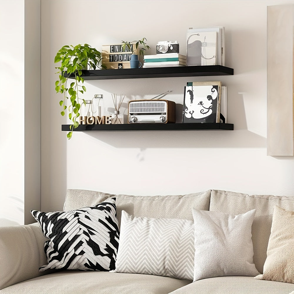 TOMNK Set of 2 Floating Shelves, 31.5 Inches, Wall-Mounted with Hidden Bracket, Suitable for Bathroom, Living Room, Bedroom, Kitchen, Office Decoration, Perfect for Christmas