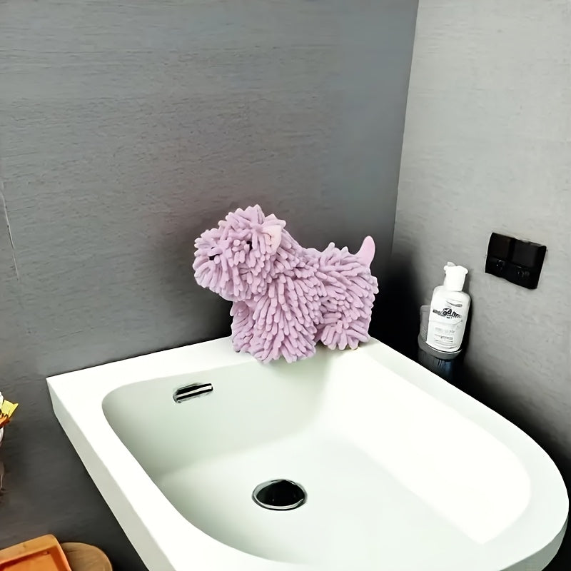 1pc Of Puppy Shaped Hand Towel, Kitchen Hand Towel, Bathroom Hand Towel That Can Be Hung On The Wall, Cute Little Dog Hand Towel, Soft Towel, Absorbent Cloth, Hanging Cloth, Kitchen Supplies, Bathroom Supplies, Cartoon Little Dog Figurine