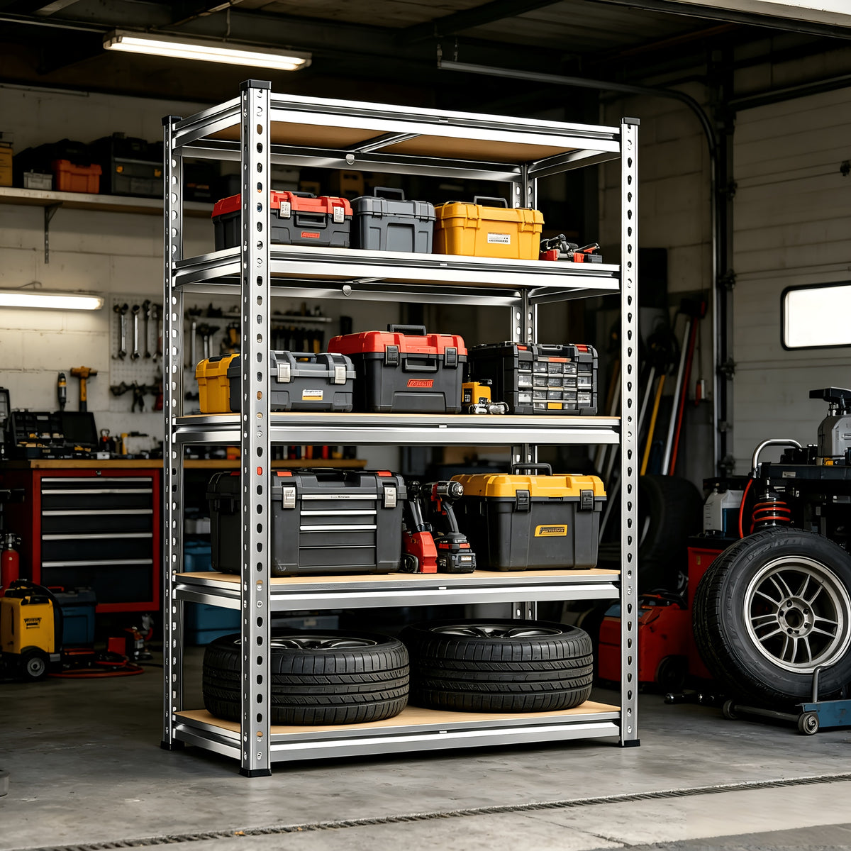 3000LBS Garage Shelving Adjustable 5 Tier Metal Shelving Unit for Storage 60" W Heavy Duty Storage Shelves Rack Garage Storage Shelves Industrial Shelf Utility Rack, Black, 60.1" W X 24.1" D X 72.1, Utility Shelves