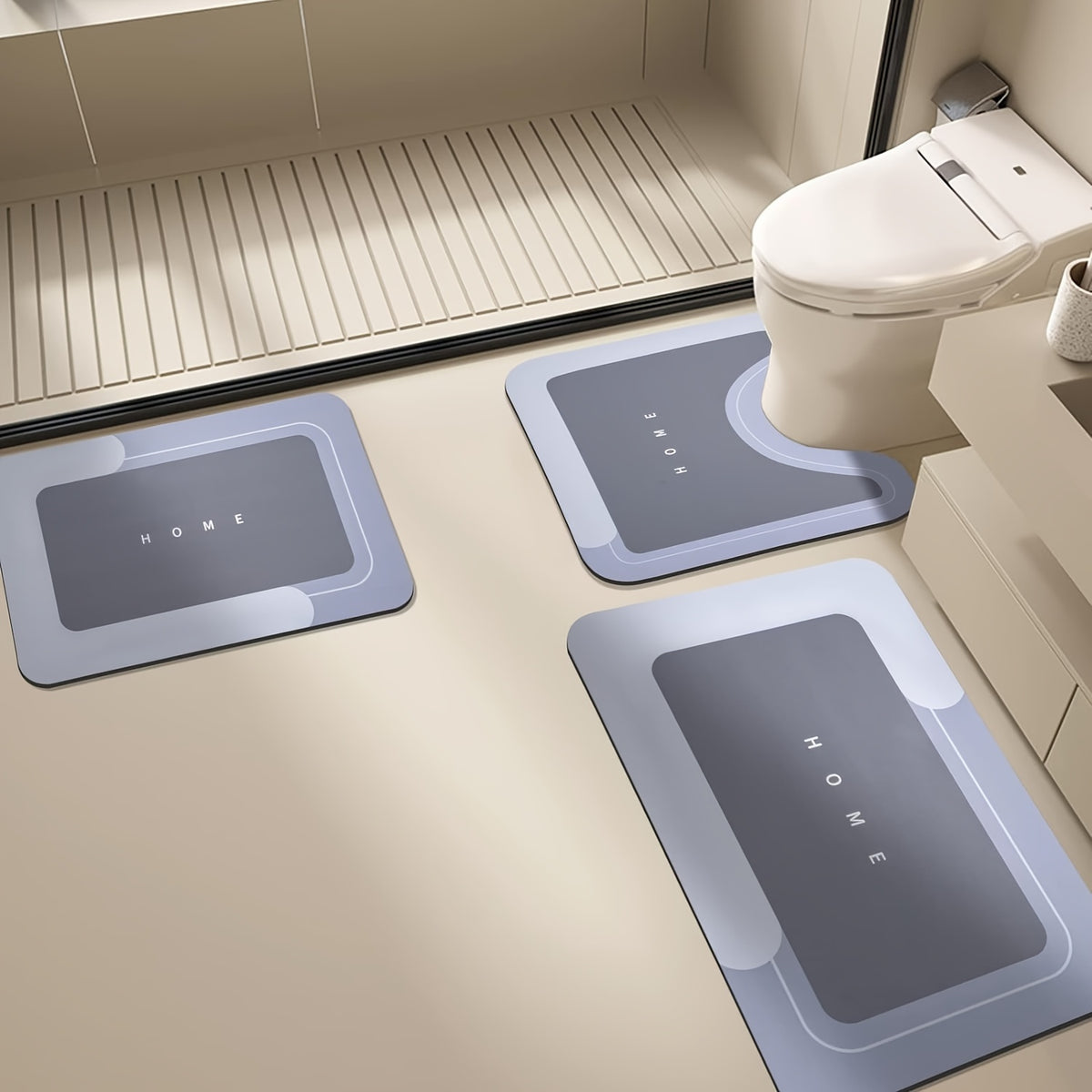 3pcs Soft Diatomaceous Earth Bath Mat, Bathroom, Kitchen, Laundry Room/ Indoor Use Non-Slip Absorbent Polyester Floor Mats, Bathroom Mats|Fashion Mats|Polyester Mats, Bathroom Mats, Create Your Own Style/ Clean, Easy to Clean