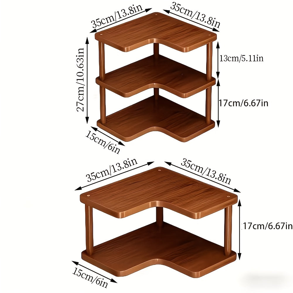 Triangular Design Fits Corner Storage Spaces. Oven Triangle Storage Rack Features Multi-tiered Design for Efficient Organization of Coffee Accessories, Cups, Kitchen Odds and Ends, and More. Countertop Storage., Corner Shelves