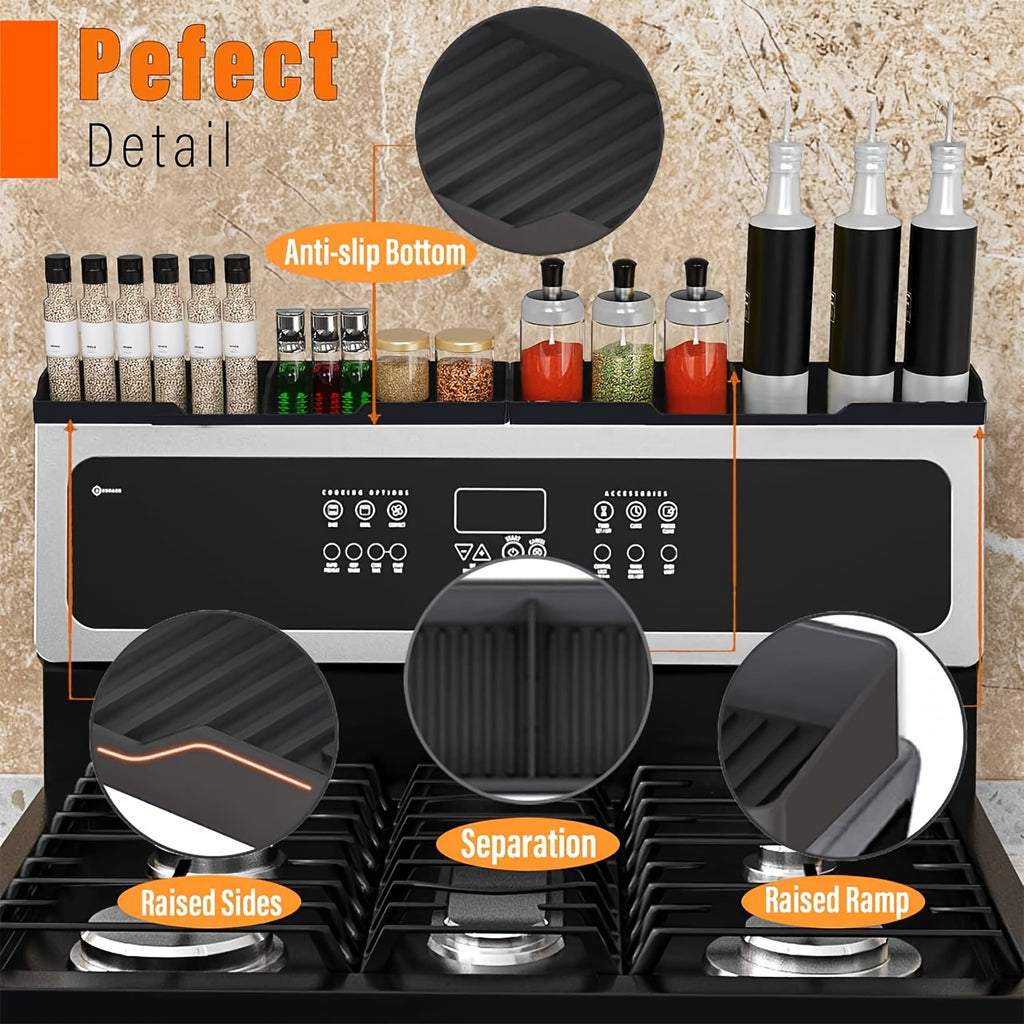 30 Inch Silicone Stove Oven Top Shelf Magnetic for Kitchen Gadgets, Soft Flexible Strong Magnetic Heat Resistant Spice Rack Kitchen Organizer for Over Oven Stove