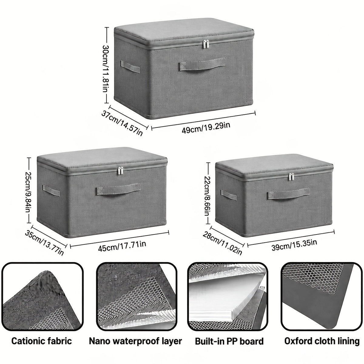 4-Pack, Extra Large Clothes and Quilt Storage Boxes, Foldable Waterproof Storage Bags for Organizing Clothes and Quilts, Suitable for Wardrobes, Bedrooms, Kitchens, Books, Multi-Functional Storage Organizer Boxes